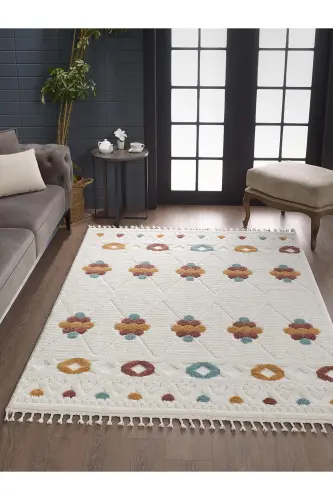 Elit Bukleli Multi Renkler Yumuşak Peluş Post Shaggy Çocuk Odası Oturma Odası Salon Halısı 0911A - Çok Renkli 