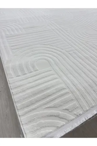 Elit Dokulu Yumuşak Post Shaggy Oturma Odası Salon Çocuk Odası Mutfak Halısı-BEYAZ - SARAR (1)