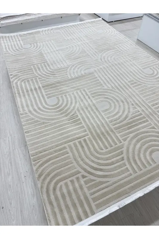 Elit Dokulu Yumuşak Pufy Oturma Odası Salon Çocuk Odası Mutfak Halısı-acıkbej - 1