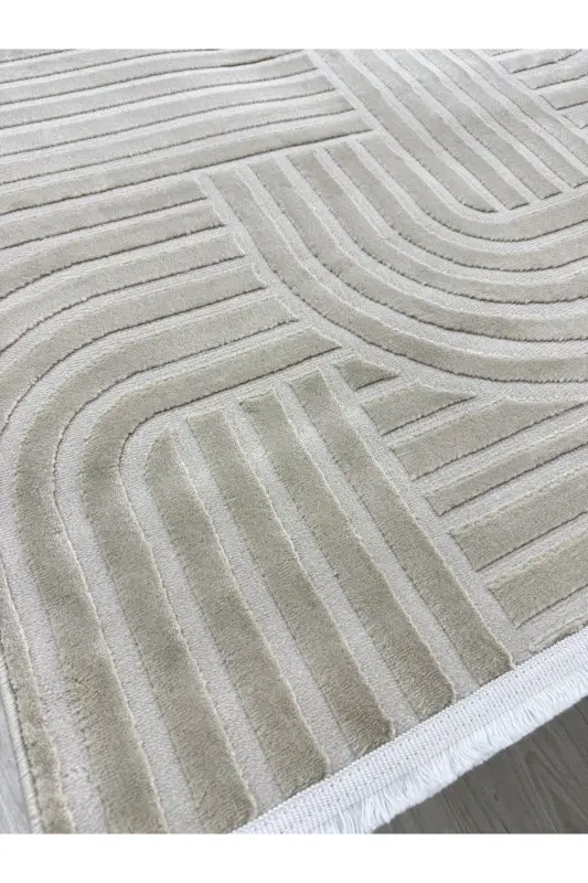 Elit Dokulu Yumuşak Pufy Oturma Odası Salon Çocuk Odası Mutfak Halısı-acıkbej - 2