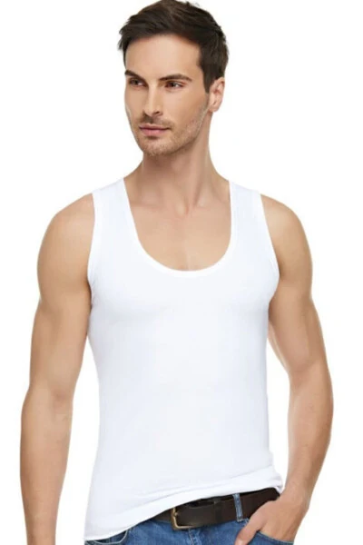 Elit Elastan Sports Men's Tank Top 1304 | White - TUTKU (1)