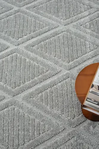 Elit Koleksiyonu Yüksek Kalite Bukleli Yumuşak Saçaklı Oturma Odası Ve Salon Halısı-Gri - 3