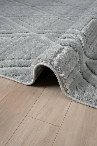 Elit Koleksiyonu Yüksek Kalite Bukleli Yumuşak Saçaklı Oturma Odası Ve Salon Halısı-Gri - 4