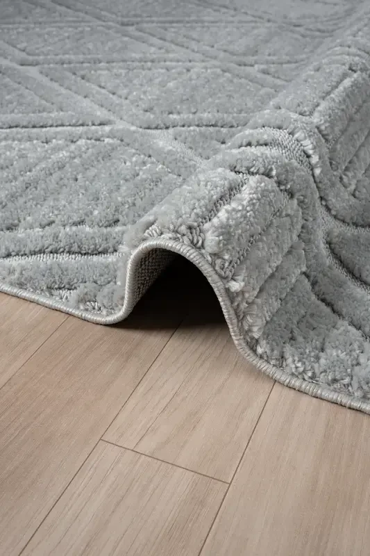 Elit Koleksiyonu Yüksek Kalite Bukleli Yumuşak Saçaklı Oturma Odası Ve Salon Halısı-Gri - 4