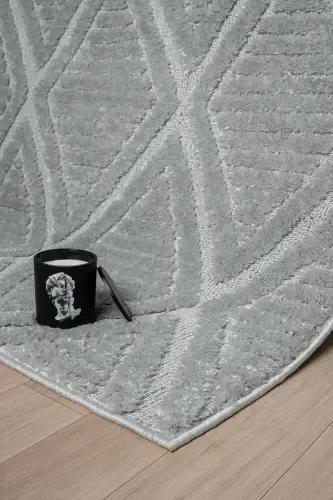 Elit Kolleksiyasi Yuqori Sifatli Bukle Yumshoq Sochli Mehmonxona Va Salon Gilami-Kulrang - 6