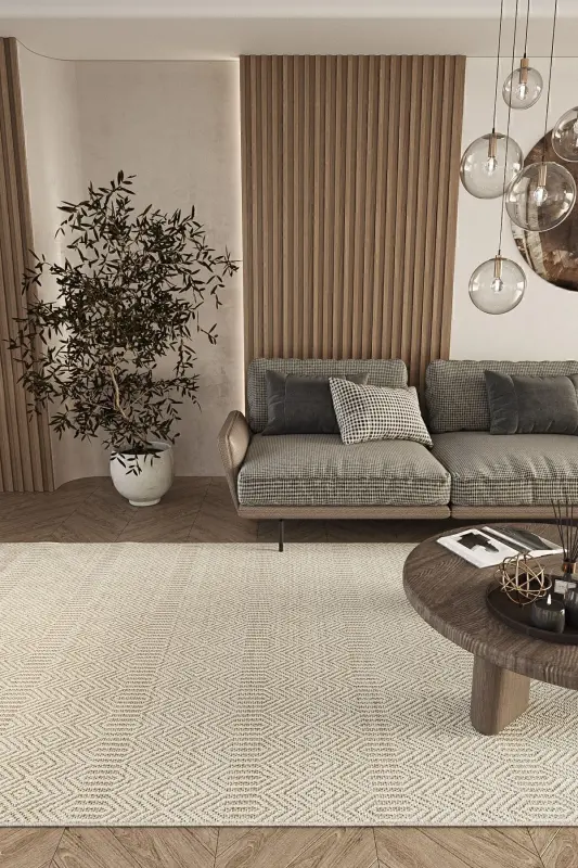 Elite 01 Beige Living Room Rug Boucle Scandinavian Rug Runner Ethnic Kitchen Rug Decorative Hallway Rug-Beige - 1