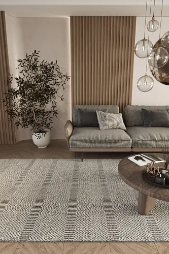 Elite 01 Grey Living Room Rug Boucle Scandinavian Carpet Runner Ethnic Kitchen Rug Decorative Hallway Rug-Grey - 2