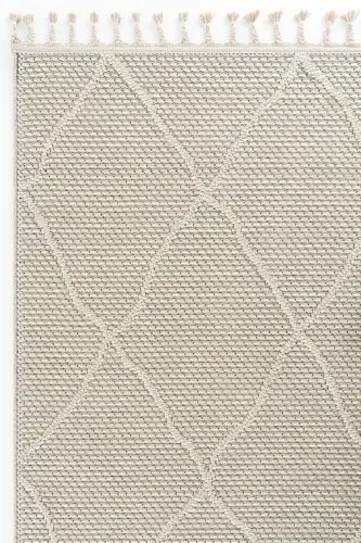 Elite 02 Beige Boucle Rug Modern Kitchen Rug Geometric Rug Runner Decorative Hallway Carpet-Beige 2 - 5