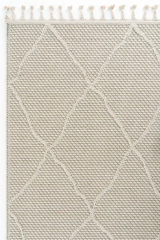 Elite 02 Beige Boucle Rug Modern Kitchen Rug Geometric Rug Runner Decorative Hallway Carpet-Beige 2 - 5