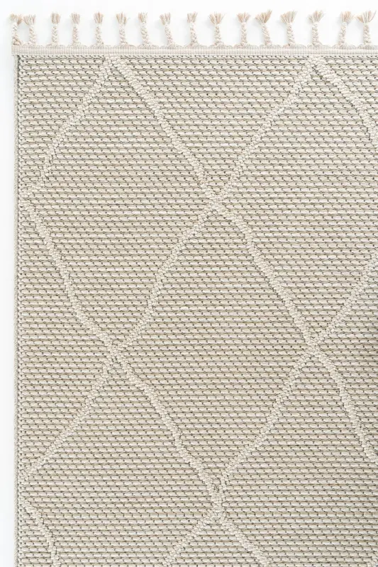 Elite 02 Beige Boucle Rug Modern Kitchen Rug Geometric Rug Runner Decorative Hallway Carpet-Beige 2 - 5