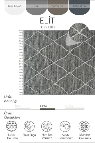 Elite 02 Grey Boucle Living Room Carpet Modern Kitchen Rug Geometric Carpet Runner Decorative Hallway Carpet-Grey 2 - 6