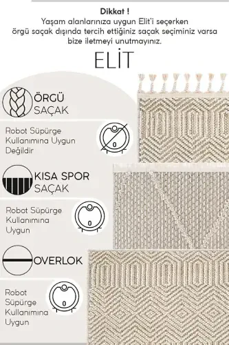 Elite 03 Beige Boucle Rug Modern Kitchen Rug Geometric Rug Runner Decorative Hallway Rug-Beige 3 - 4