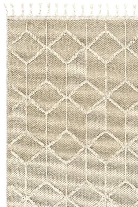 Elite 03 Beige Boucle Rug Modern Kitchen Rug Geometric Rug Runner Decorative Hallway Rug-Beige 3 - 5