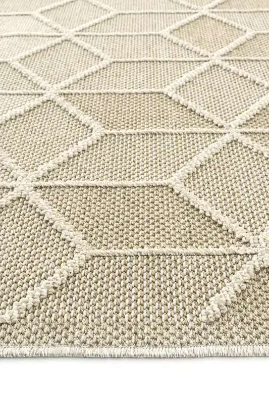 Elite 03 Beige Boucle Rug Modern Kitchen Rug Geometric Rug Runner Decorative Hallway Rug-Beige 3 - 8