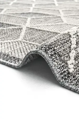 Elite 03 Grey Boucle Rug Modern Kitchen Rug Geometric Rug Runner Decorative Hallway Rug-Grey 3 - COOL HALI (1)