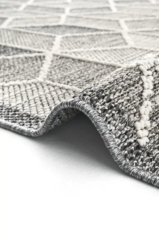 Elite 03 Grey Boucle Rug Modern Kitchen Rug Geometric Rug Runner Decorative Hallway Rug-Grey 3 - 2