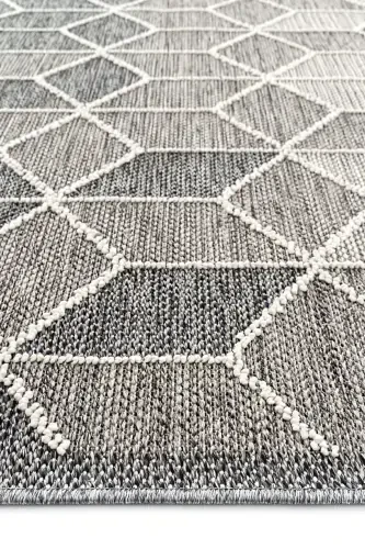 Elite 03 Grey Boucle Rug Modern Kitchen Rug Geometric Rug Runner Decorative Hallway Rug-Grey 3 - 3
