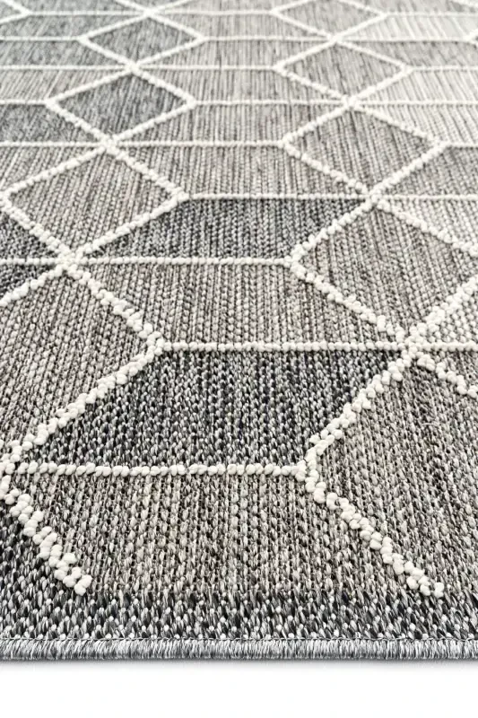 Elite 03 Grey Boucle Rug Modern Kitchen Rug Geometric Rug Runner Decorative Hallway Rug-Grey 3 - 3