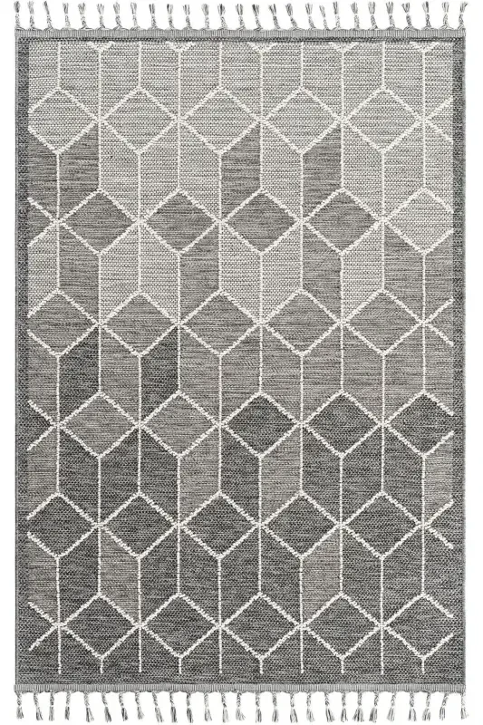 Elite 03 Grey Boucle Rug Modern Kitchen Rug Geometric Rug Runner Decorative Hallway Rug-Grey 3 - 5