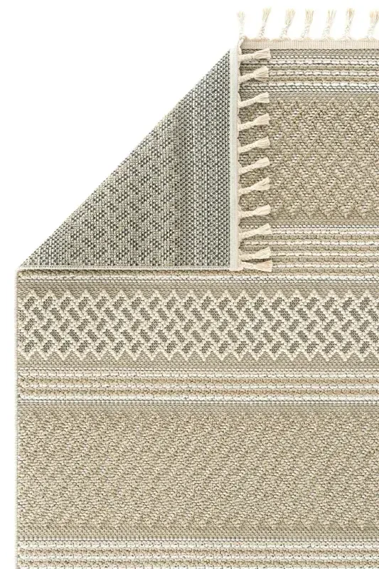 Elite 05 Beige Boucle Rug Ethnic Kitchen Rug Woven Rug Runner Decorative Hallway Rug-Beige 4 - 2