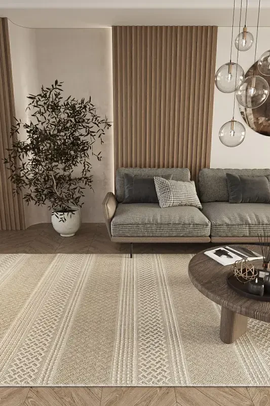 Elite 05 Beige Boucle Rug Ethnic Kitchen Rug Woven Rug Runner Decorative Hallway Rug-Beige 4 - 5