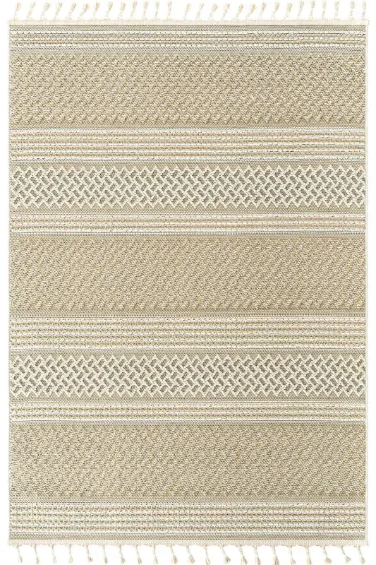 Elite 05 Beige Boucle Rug Ethnic Kitchen Rug Woven Rug Runner Decorative Hallway Rug-Beige 4 - 6