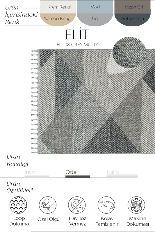 Elite 08 Grey Salon Carpet Boucle Scandinavian Rug Runner Ethnic Kitchen Carpet Hallway Rug-Grey 10 - 3