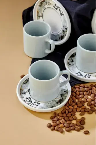 Elite 12 Piece Luxury Ceramic Coffee Cup Set, Turkish Coffee Cup-gray - 3