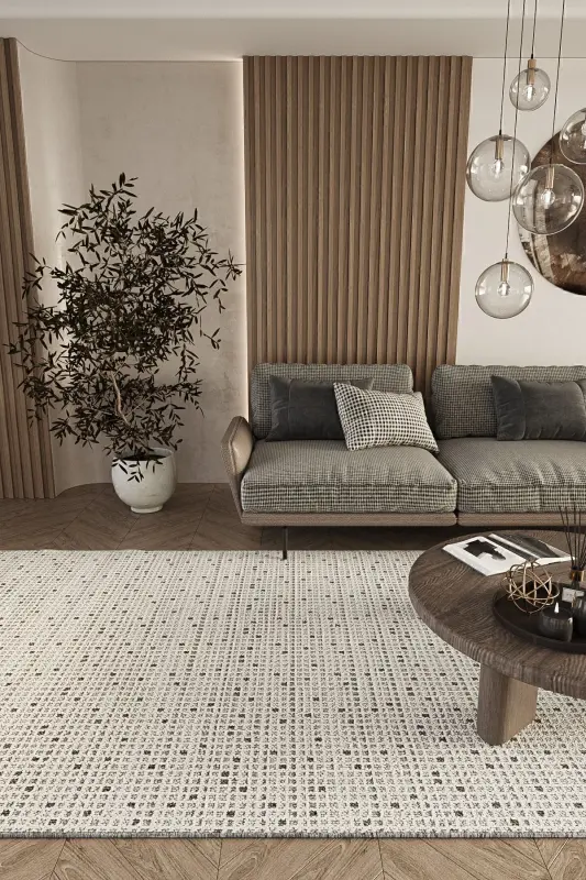 Elite 13 Cream Grey Boucle Living Room Carpet Ethnic Kitchen Rug Woven Carpet Runner Decorative Hallway Rug-Grey 6 - 1