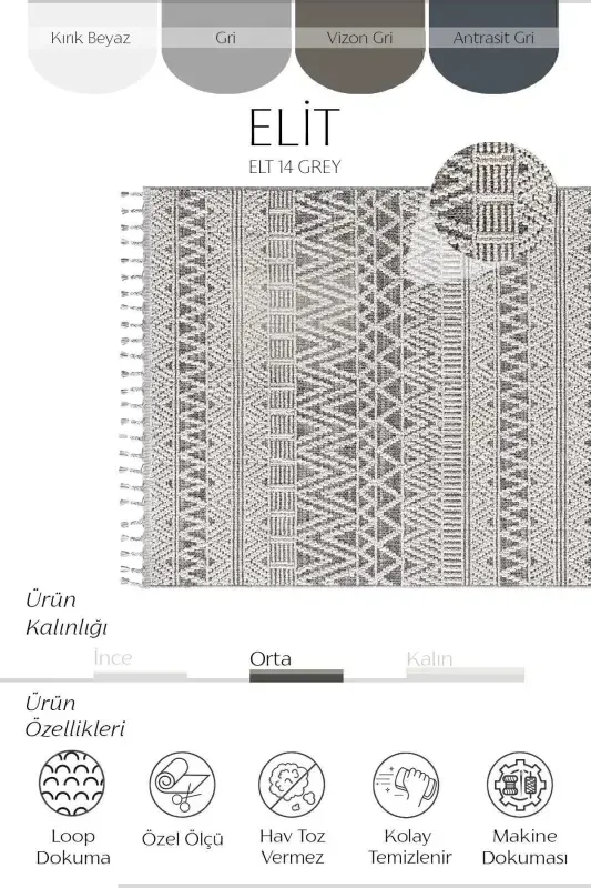 Elite 14 Grey Living Room Carpet Boucle Scandinavian Rug Runner Ethnic Kitchen Rug Decorative Hallway Carpet-Grey 7 - COOL HALI