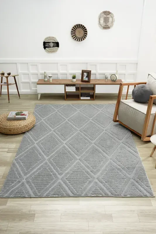 Elite Collection High Quality Boucle Soft Fringed Living Room and Hall Carpet-Grey - MARIESSE HOME