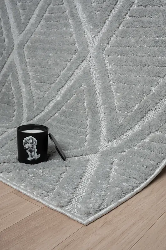 Elite Collection High Quality Boucle Soft Fringed Living Room and Hall Carpet-Grey - 6