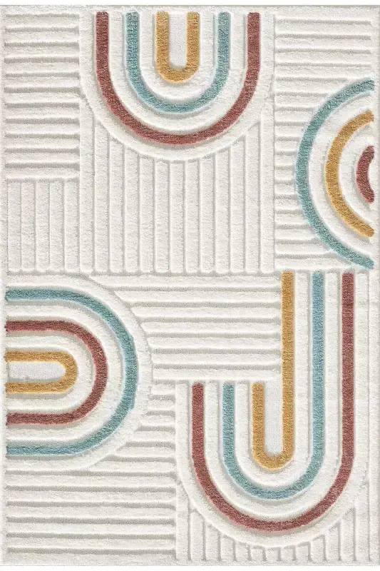 Elite Curly Multi Colors Soft Plush Fleece Shaggy Kids Room Living Room Hall Carpet 0906A-Multi Color - 2