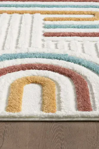 Elite Curly Multi Colors Soft Plush Fleece Shaggy Kids Room Living Room Hall Carpet 0906A-Multi Color - 3