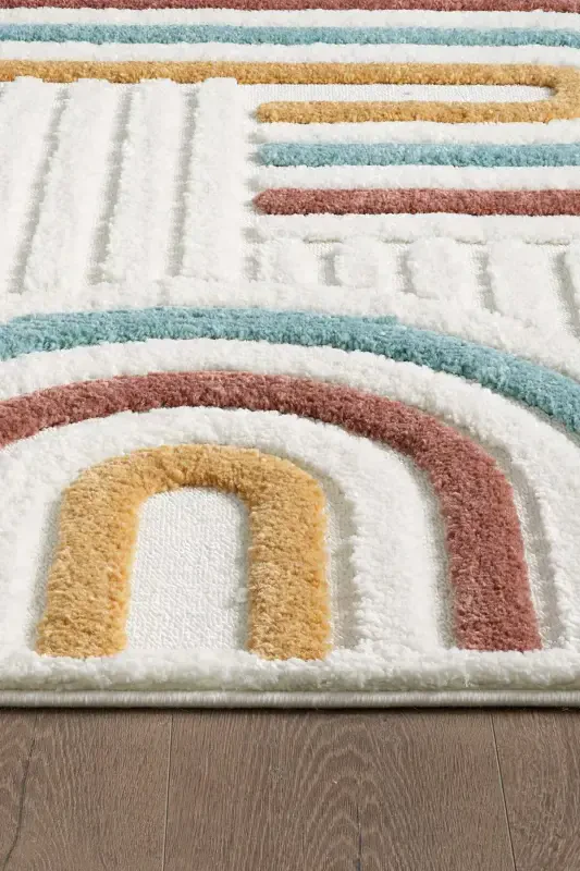 Elite Curly Multi Colors Soft Plush Fleece Shaggy Kids Room Living Room Hall Carpet 0906A-Multi Color - 3