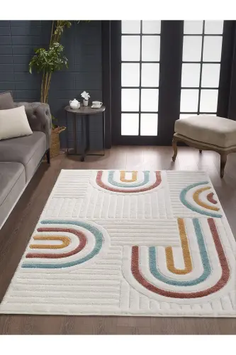 Elite Curly Multi Colors Soft Plush Fleece Shaggy Kids Room Living Room Hall Carpet 0906A-Multi Color - 6