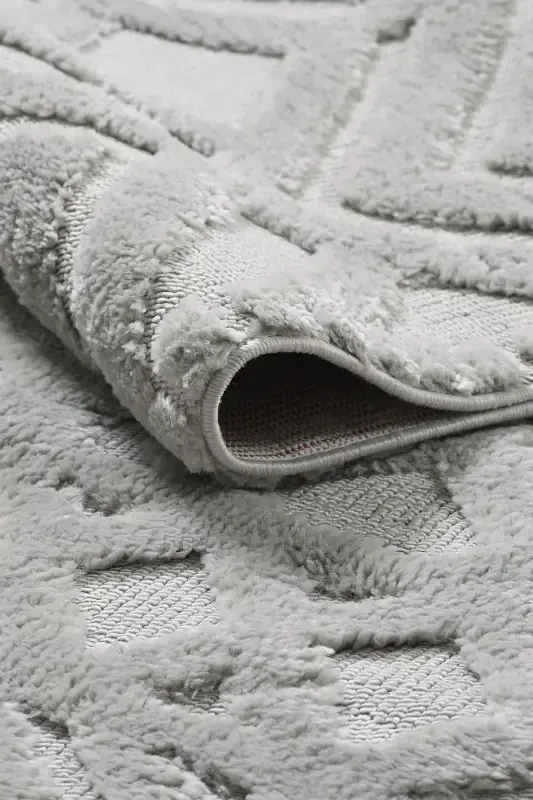 Elite Curly Soft Plush Fleece Shaggy Kids Room Living Room Lounge Kitchen Carpet-Grey/Gray - 3