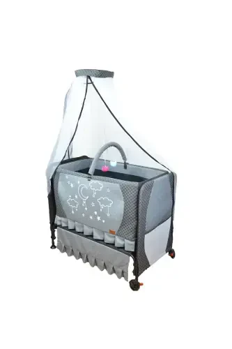 Elite Luxury Comfort Cradle - Portable - Rockable - Wipable - Bedside Baby Crib-Gray - 3