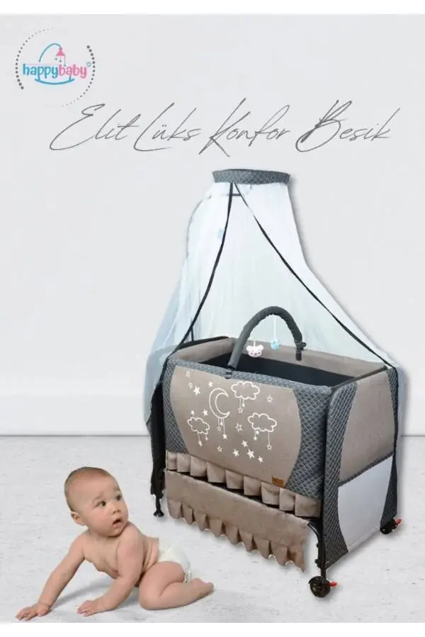 Elite Luxury Comfort Cradle - Portable - Rockable - Wipeable - Beside Crib - 1