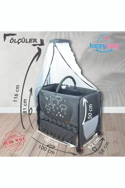 Elite Luxury Comfort Cradle - Portable - Rockable - Wipeable - Beside Crib - Anthracite - 4