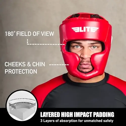 Elite Sports Best Boxing Headgear, Training Sparring Safety Head Guard for MMA, Kickboxing Trainees, Muay Thai, and Boxing for Adult Men - ELITE SPORTS