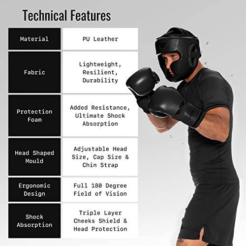 Elite Sports Best Boxing Headgear, Training Sparring Safety Head Guard for MMA, Kickboxing Trainees, Muay Thai, and Boxing for Adult Men - 13