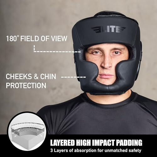 Elite Sports Best Boxing Headgear, Training Sparring Safety Head Guard for MMA, Kickboxing Trainees, Muay Thai, and Boxing for Adult Men - 6