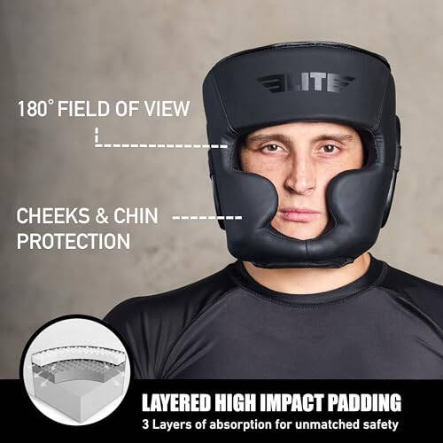 Elite Sports Best Boxing Headgear, Training Sparring Safety Head Guard for MMA, Kickboxing Trainees, Muay Thai, and Boxing for Adult Men - 1