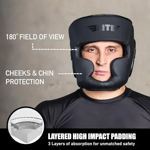 Elite Sports Best Boxing Headgear, Training Sparring Safety Head Guard for MMA, Kickboxing Trainees, Muay Thai, and Boxing for Adult Men - ELITE SPORTS