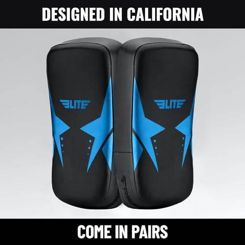 Elite Sports Muay Thai Kickboxing Curved Training Kick Pads Coaching Kick Boxing, MMA, Taekwondo, Karate Punching, Knee, Foot and Elbow Target Kicking Strike Shield Pad Pair for Martial Arts - 5