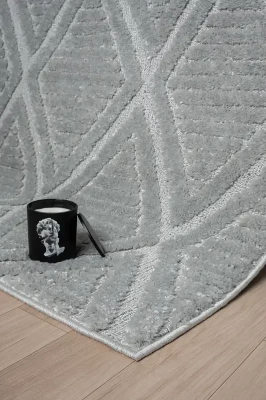 Элитная коллекция Высококачественный Мягкий ковер с кудрями и бахромой для гостиной и салона - серый - 6