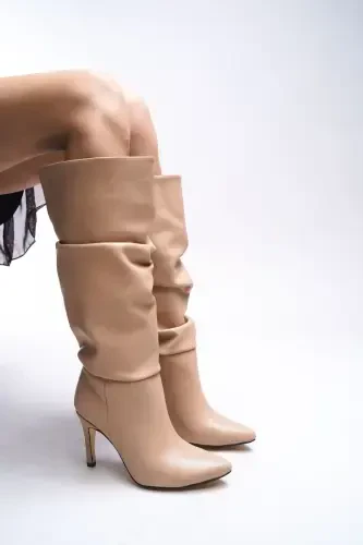 Elizlaurel Женские сапоги-гармошки 00123700 Телесный Кожа-Телесный Кожа - RICCON (1)