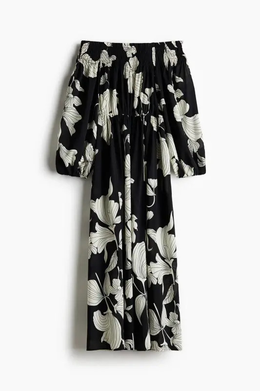 Elkalari ochiq, yuqori qismi yig'ilgan ko'ylak - H&M