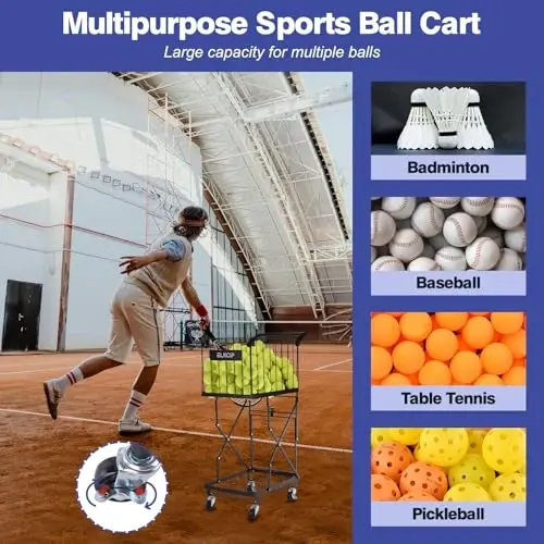 ELKCIP Portable Pickleball & Tennis Ball Collector - Pickleball Retriever Basket Carrier Gatherer Picker Hopper Container for Picking and Storage Training Tool for Ball - 5